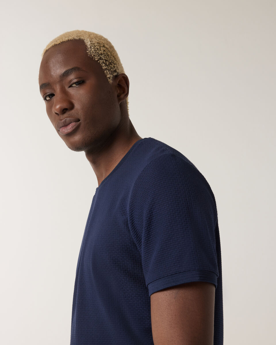Textured Crew Neck Tee, Navy, hi-res